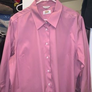 Talbots Pink Wrinkle Free Blouse, 100% Cotton, Size 18W.